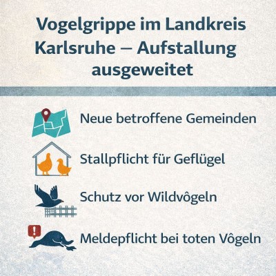 Vogelgrippe: Aufstallungspflicht im Landkreis Karlsruhe ausgeweitet